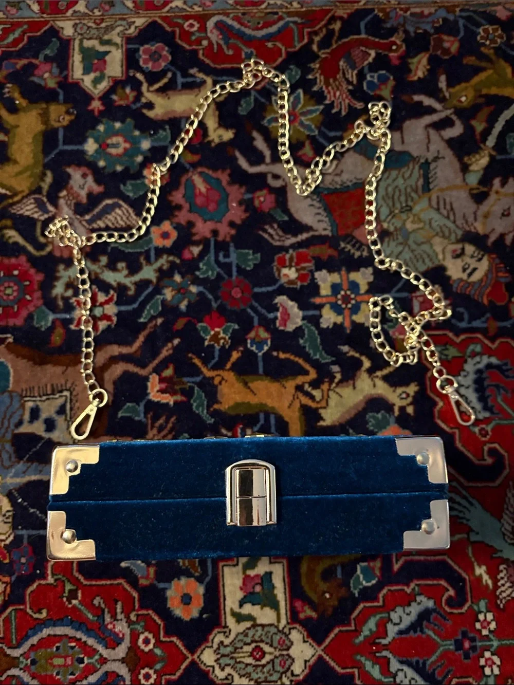 Celestial Kids Velvet Crossbody Bag with Gold Stars - Blue